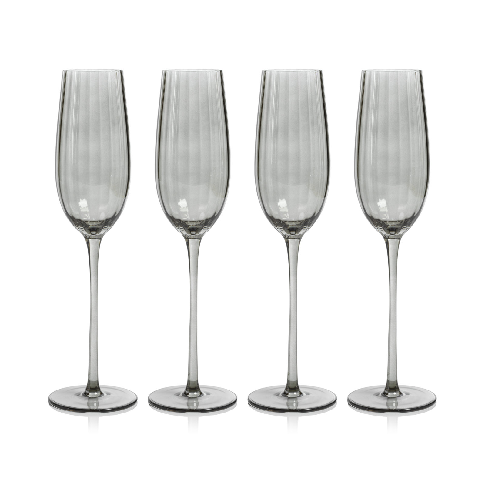 Malden Optic Champagne Flutes, Set of 4, Smoke