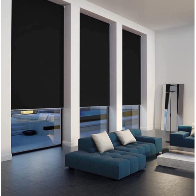Store à enroulement occultant noir imperméable avec protection UV pour la maison et le bureau