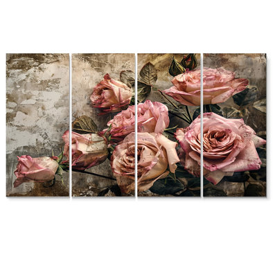 Northborough - Roses, art mural sur toile 4 pièces
