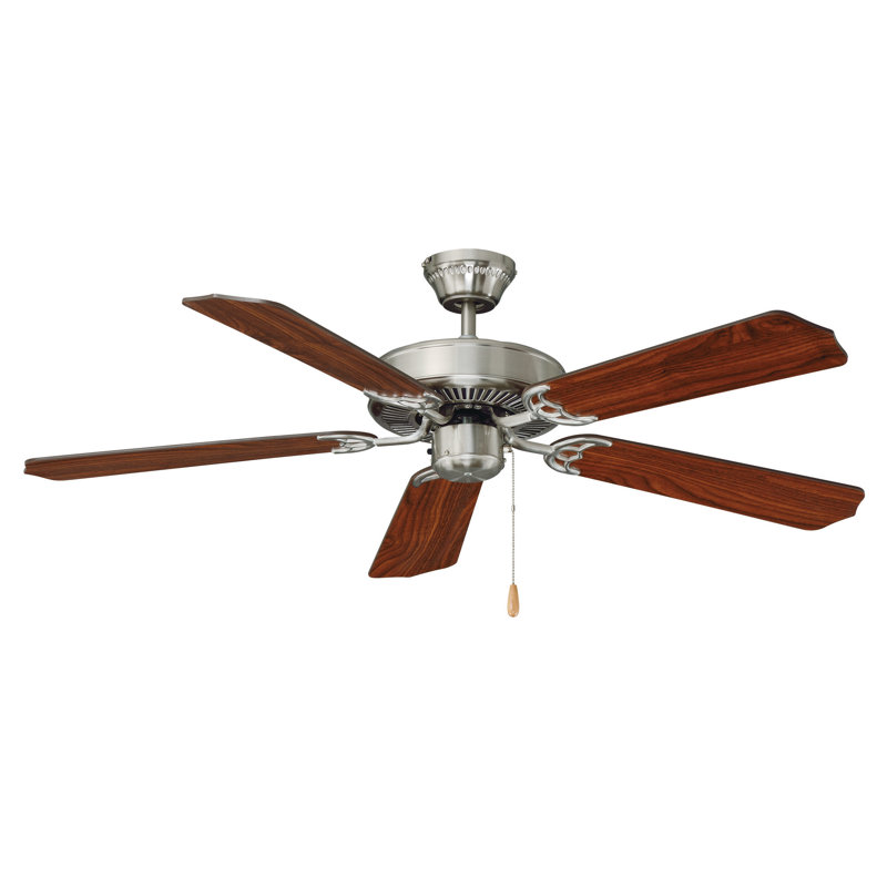 Royal Star 52" 5-Blade Indoor Ceiling Fan, Brown Wood, Yes, Brushed Nickel