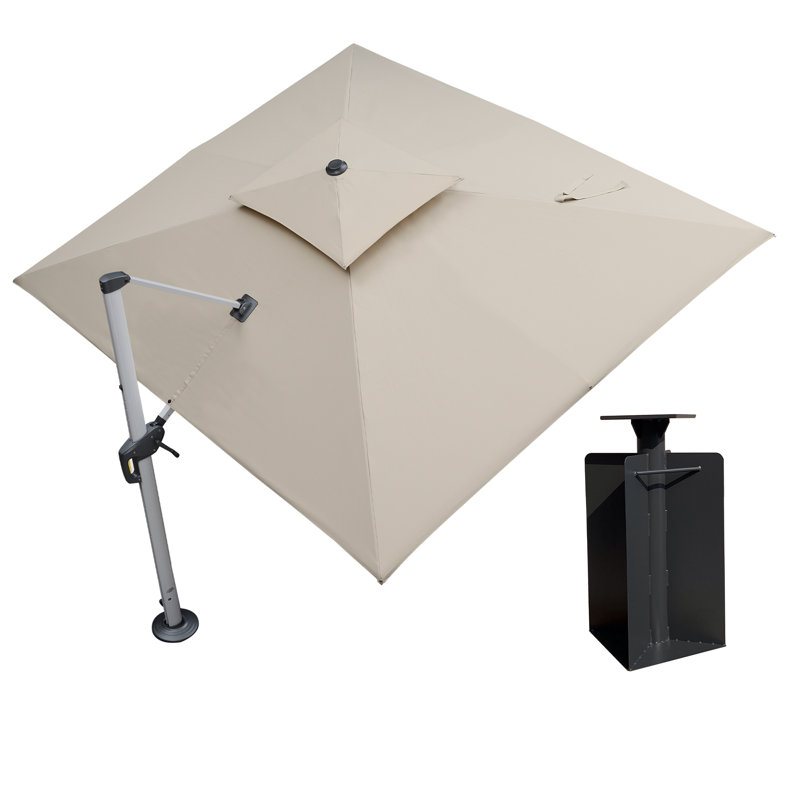 Parasol rectangulaire en porte-à-faux 108 po x 132 po avec base creusée, beige, Beige