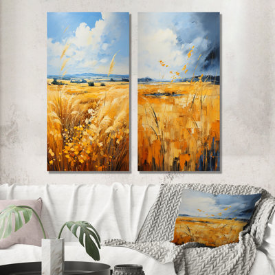 " Yellow Blue Prairies Gold And Sky " 2 - Pieces