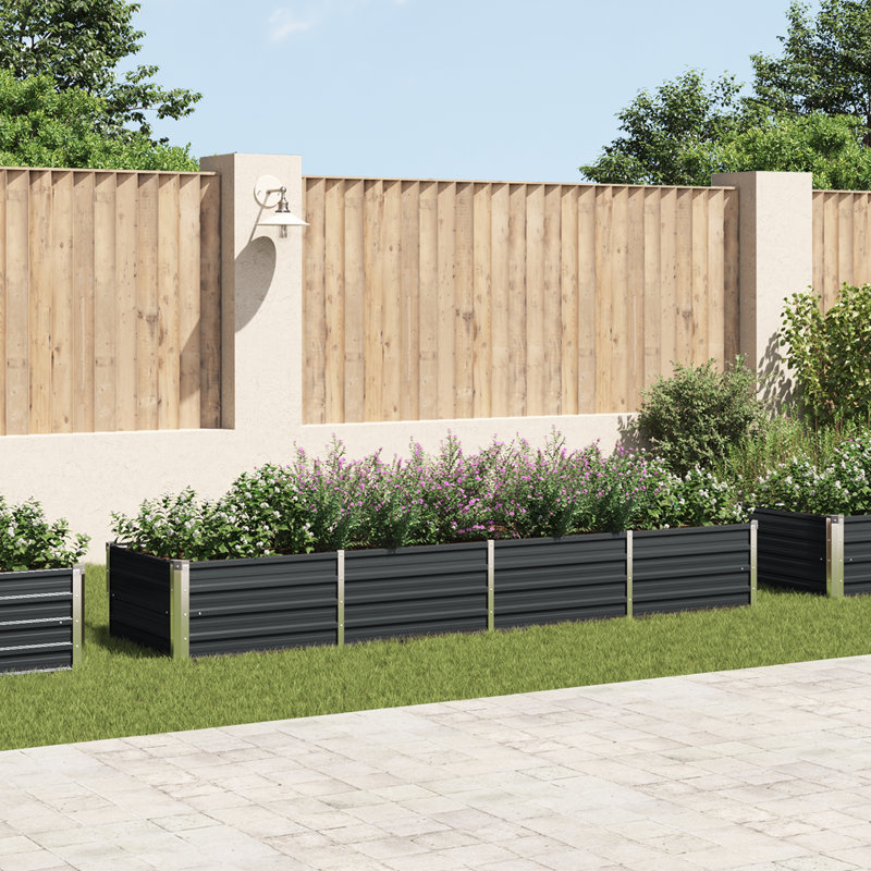 Raised garden bed in galvanized steel, Anthracite, 45cm H x 320cm W x 80cm D