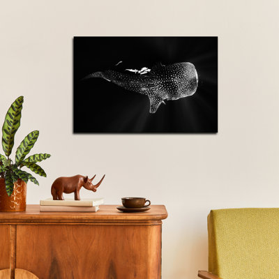 Steelpix Metal Canvas - Black And Whale Shark by Barathieu Gabriel - Wall Art Print