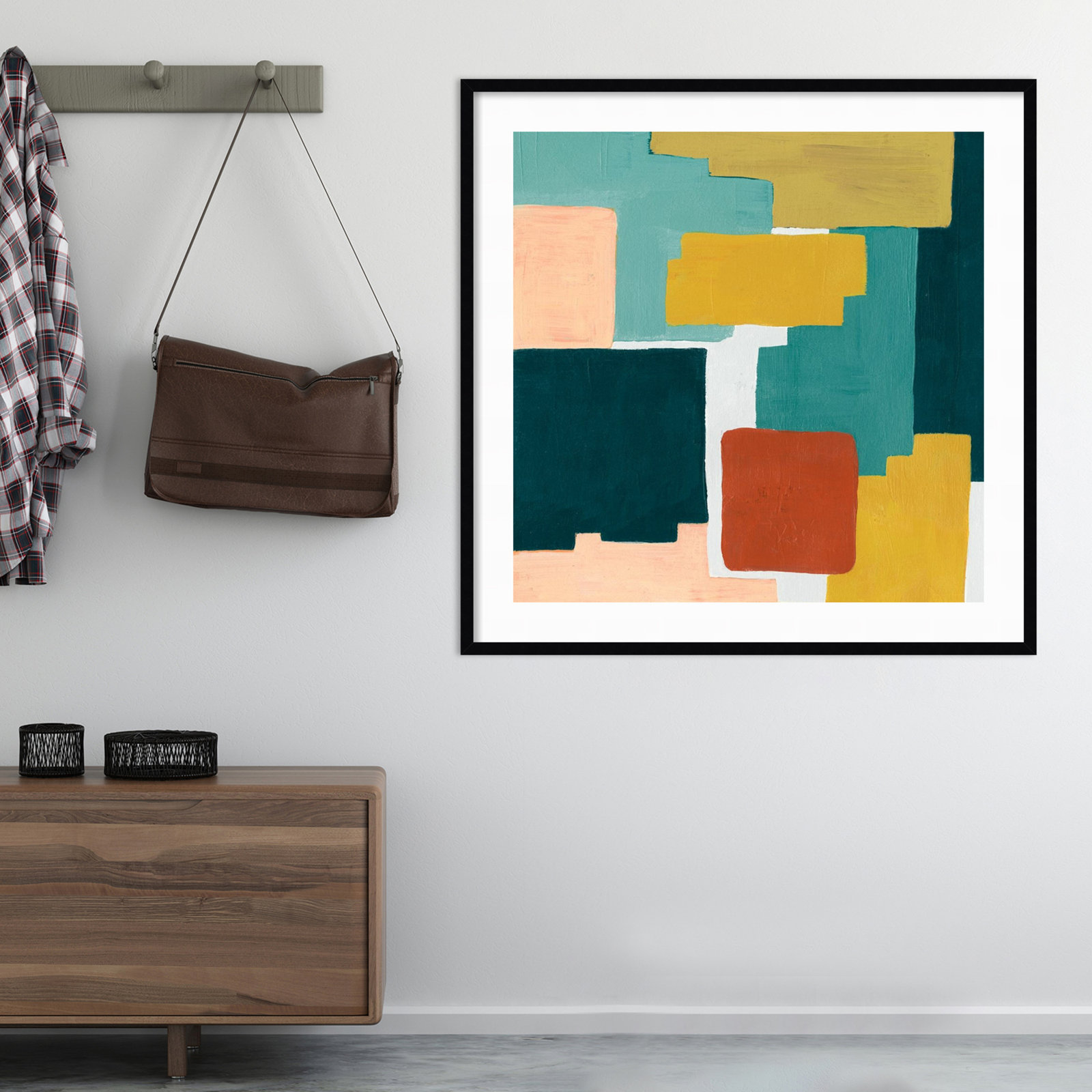 Block Abstract II by Grace Popp, Noir Black Framed Paper, 41.38" H x 41.38" W x 0.88" D
