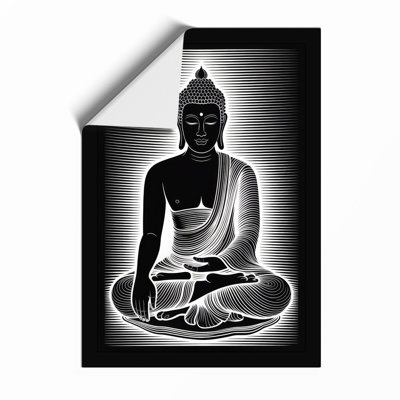 Meditative Buddha Japandi - Framed Print
