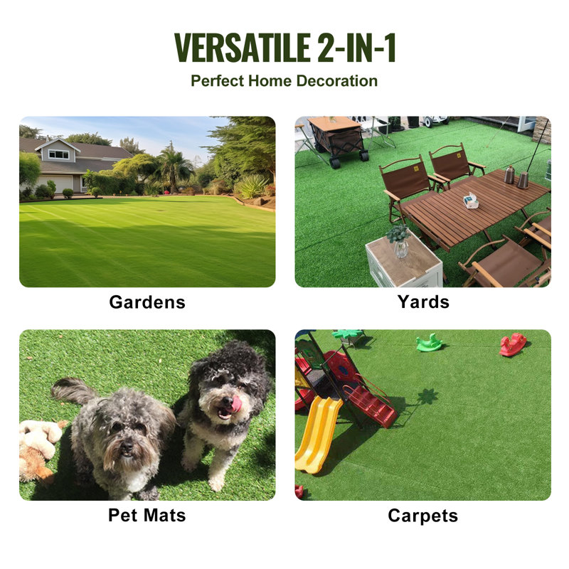 VEVOR 5 x 10 ft Green Artificial Grass Turf with Drainage Holes