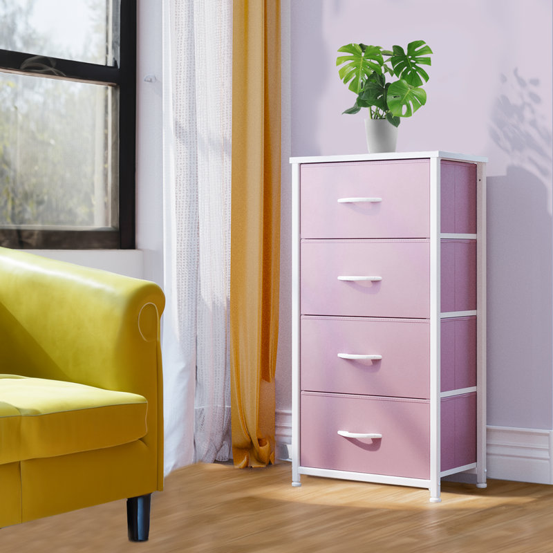 Commode pour la lingerie 4 tiroirs Kathiria, Pink/White