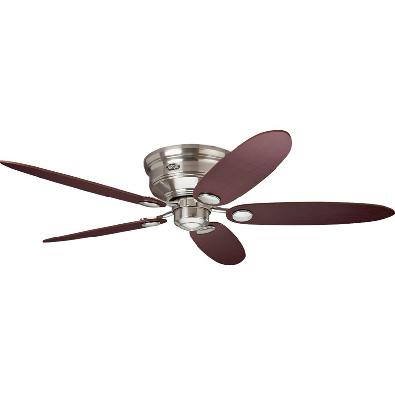 Monatuk 132cm Ceiling Fan with Light Kit, Brushed Chrome with Maple and Chocolate Brown Blad