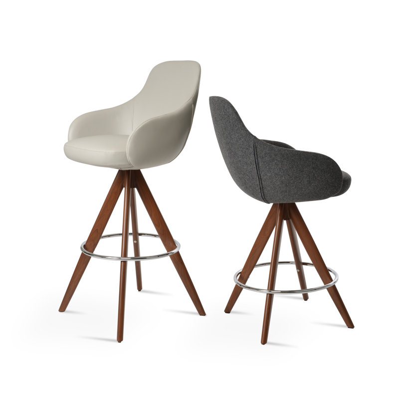 Tabouret Gazel, Gris clair, Brun foncé, Tabouret de comptoir (siège d'une hauteur de 25,5