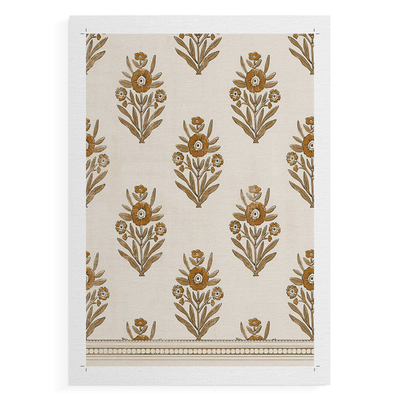 BlockPrintBloomsII - Impression sur toile seulement - NON-CADRE, H 27 po x l 18 po
