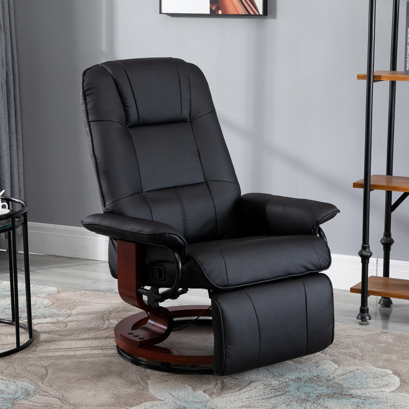 Faux Leather Manual Recliner, Black 