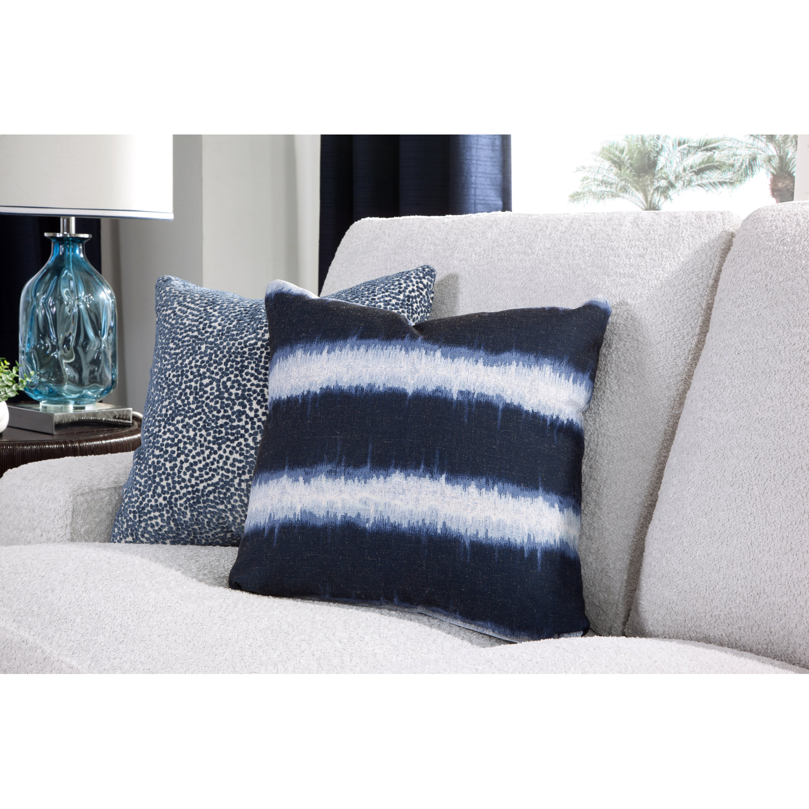 Cambria 97'' Upholstered Sofa, Java Finish, Alabaster Linen-Look Performance; 0325-74