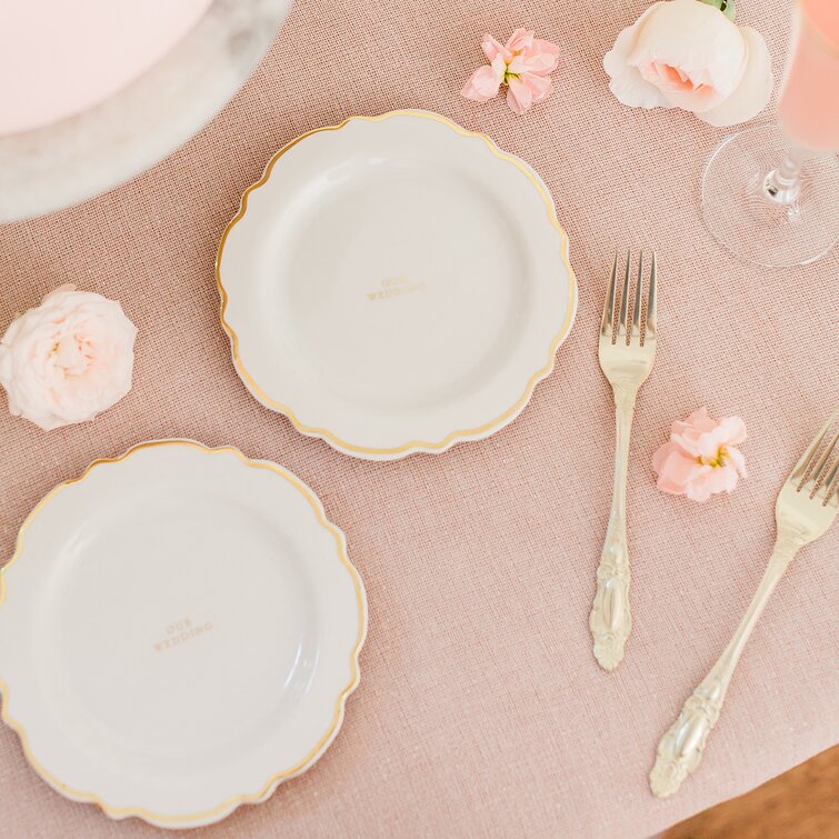 Our Wedding Gilded Cake Plate and Fork Set