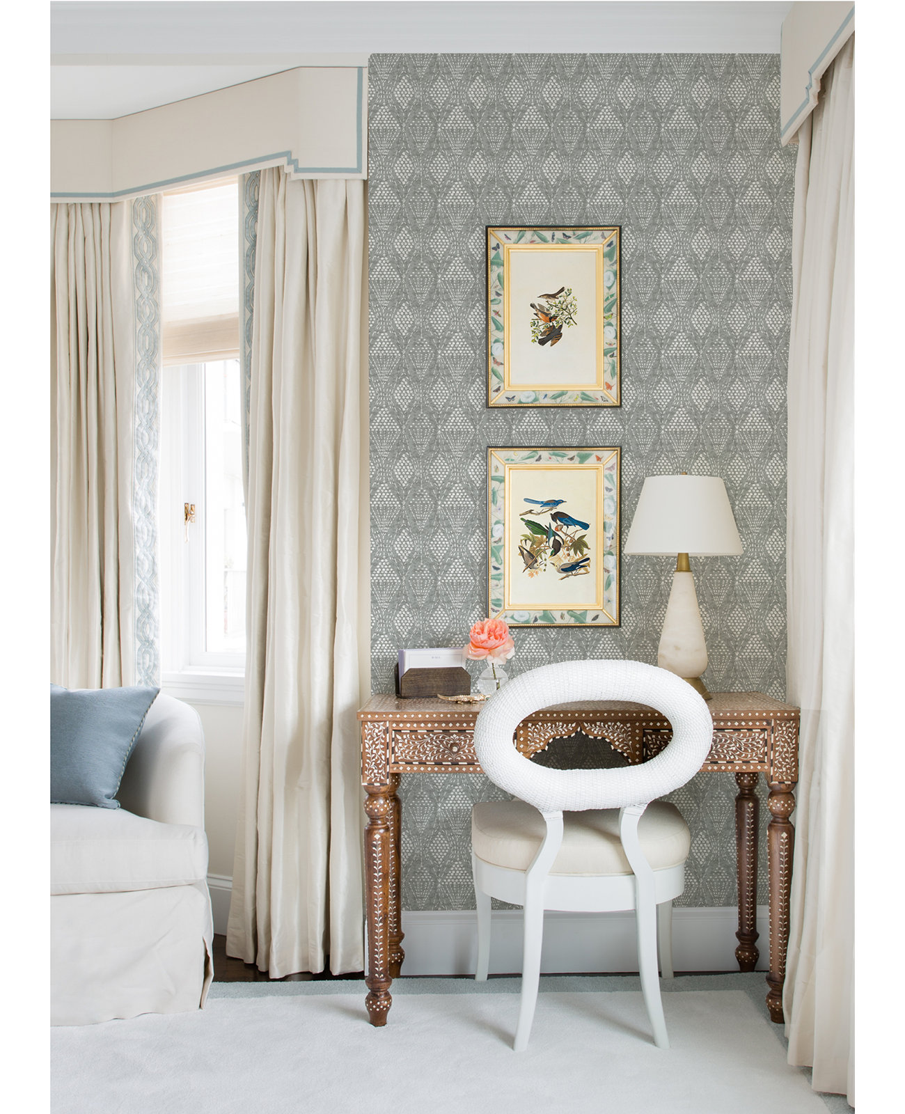 Aveta Geometric Wallpaper, Gray