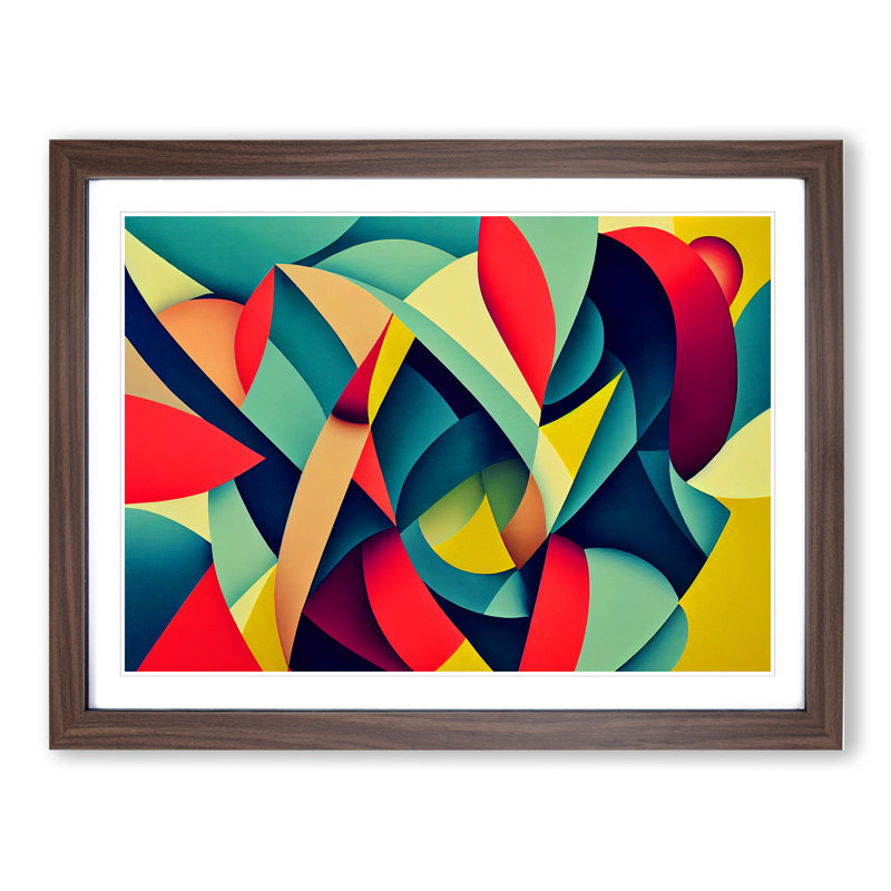 Iconic Abstract 1 Piece Single Picture Frame Wall Art, 25cm H x 34cm W x 2cm D, Walnut