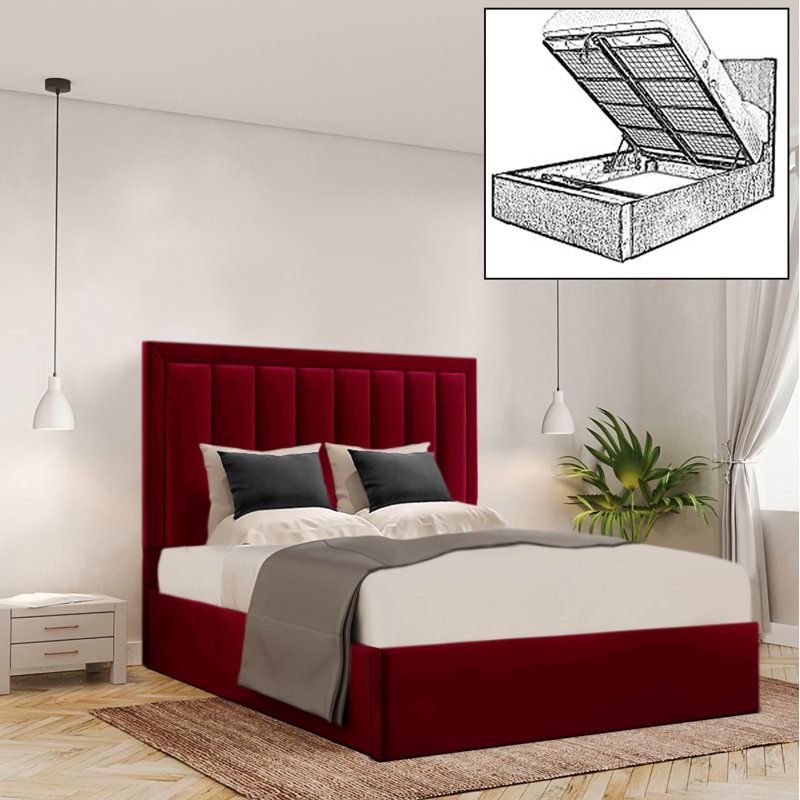 Brantlie Upholstered Ottoman Storage Bed, Small Double (4'), Red