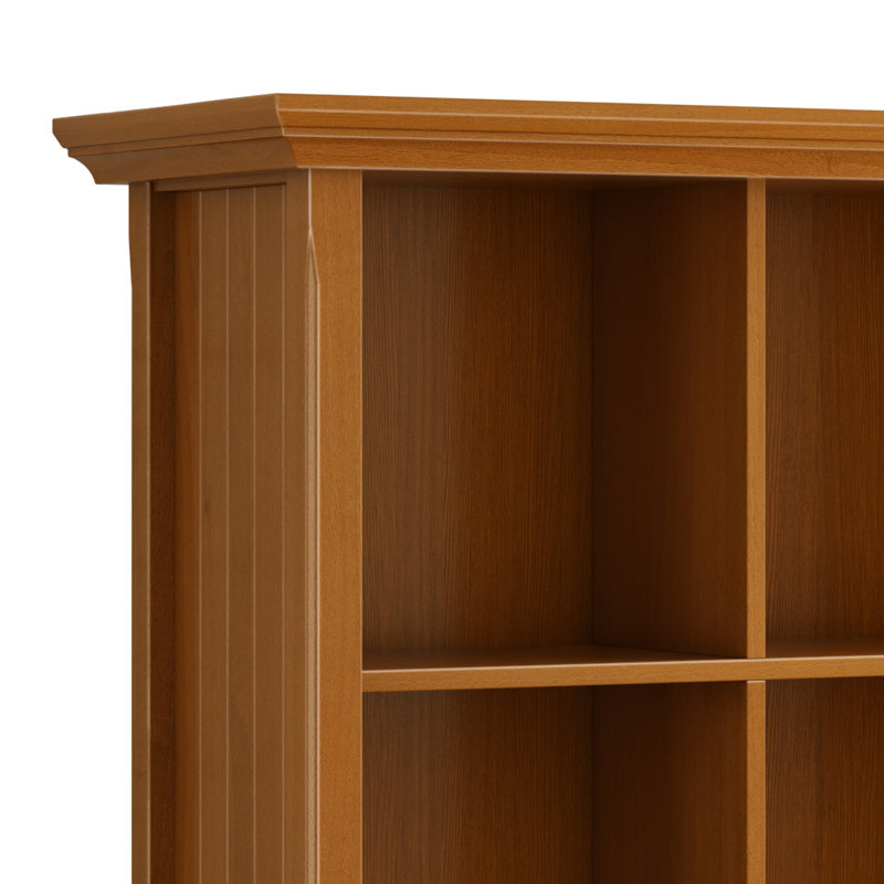 Acadian 44"W Solid Wood 9 Cube Storage Bookcase with Fixed Shelves, Light Golden Brown