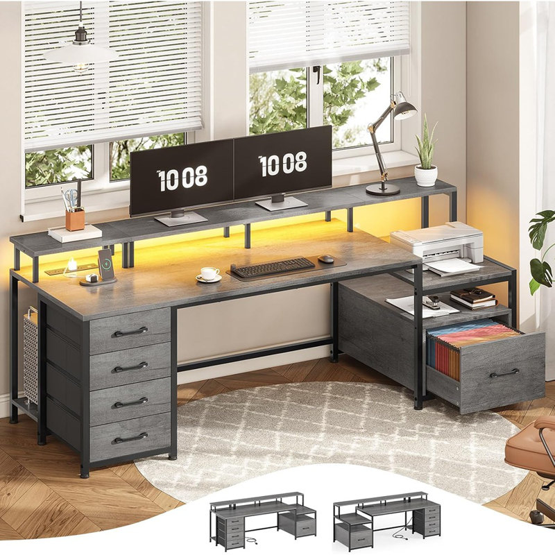 Bureau d'ordinateur 75 po avec 5 tiroirs, une prise de courant et un ...