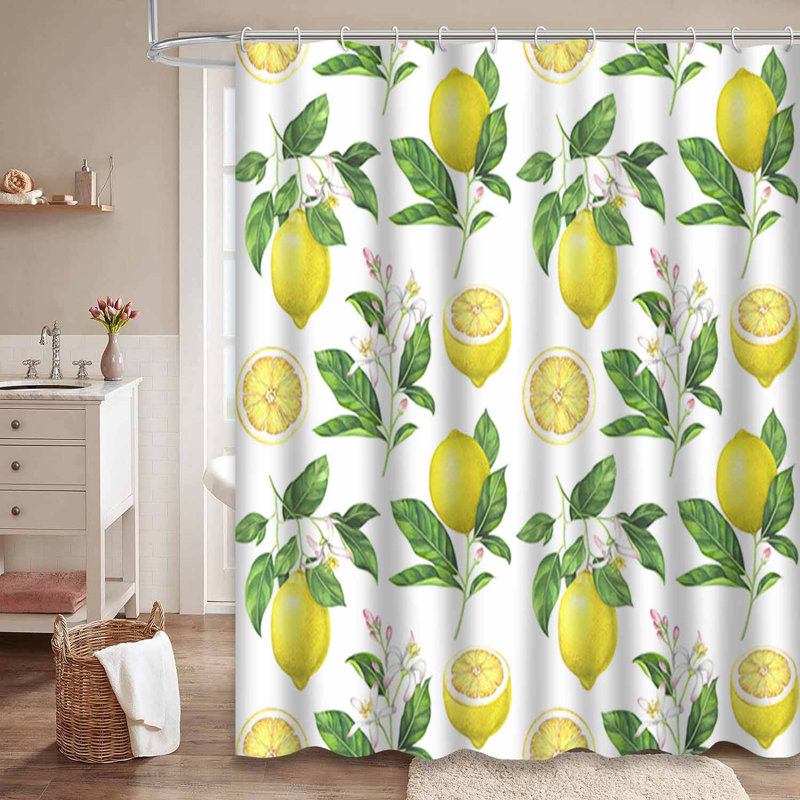 Rideau de douche avec 12 crochets Lemon, L 72 po x l 72 po