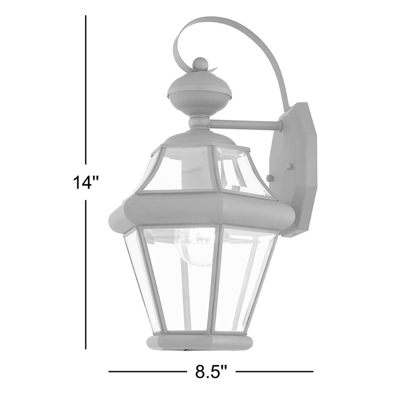 Lanterne murale d'extérieur 8,5 po 1 lumière avec verre biseauté transparent, Bronze