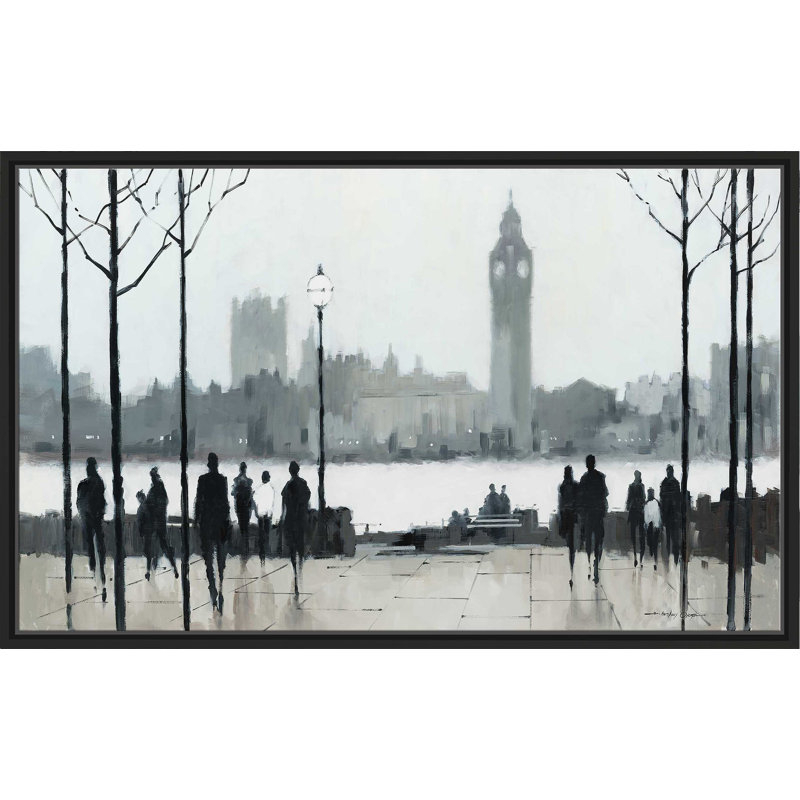 Morning London par - Peinture, H 21,5 po x l 33,5 po x P 2 po, Cadre flottant noir