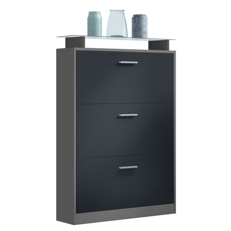 24 Pair Shoe Storage Cabinet, Anthracite/Black/Matt