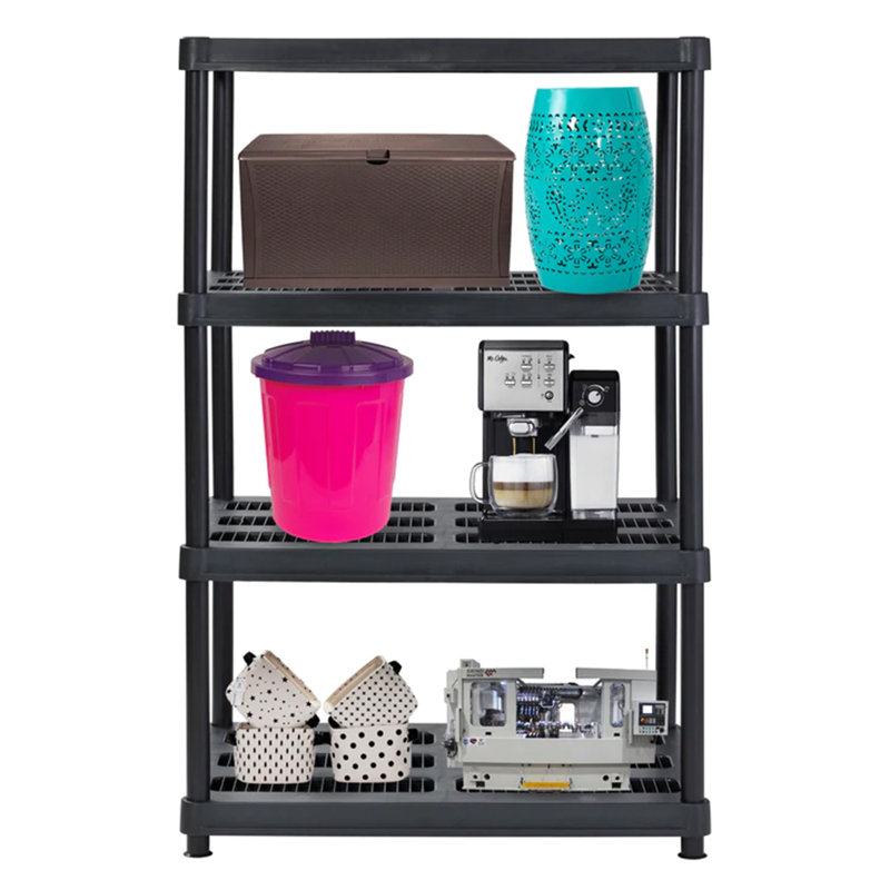 Plastic Height -Adjustable Shelving Unit, 56" H x 36" W x 18" D