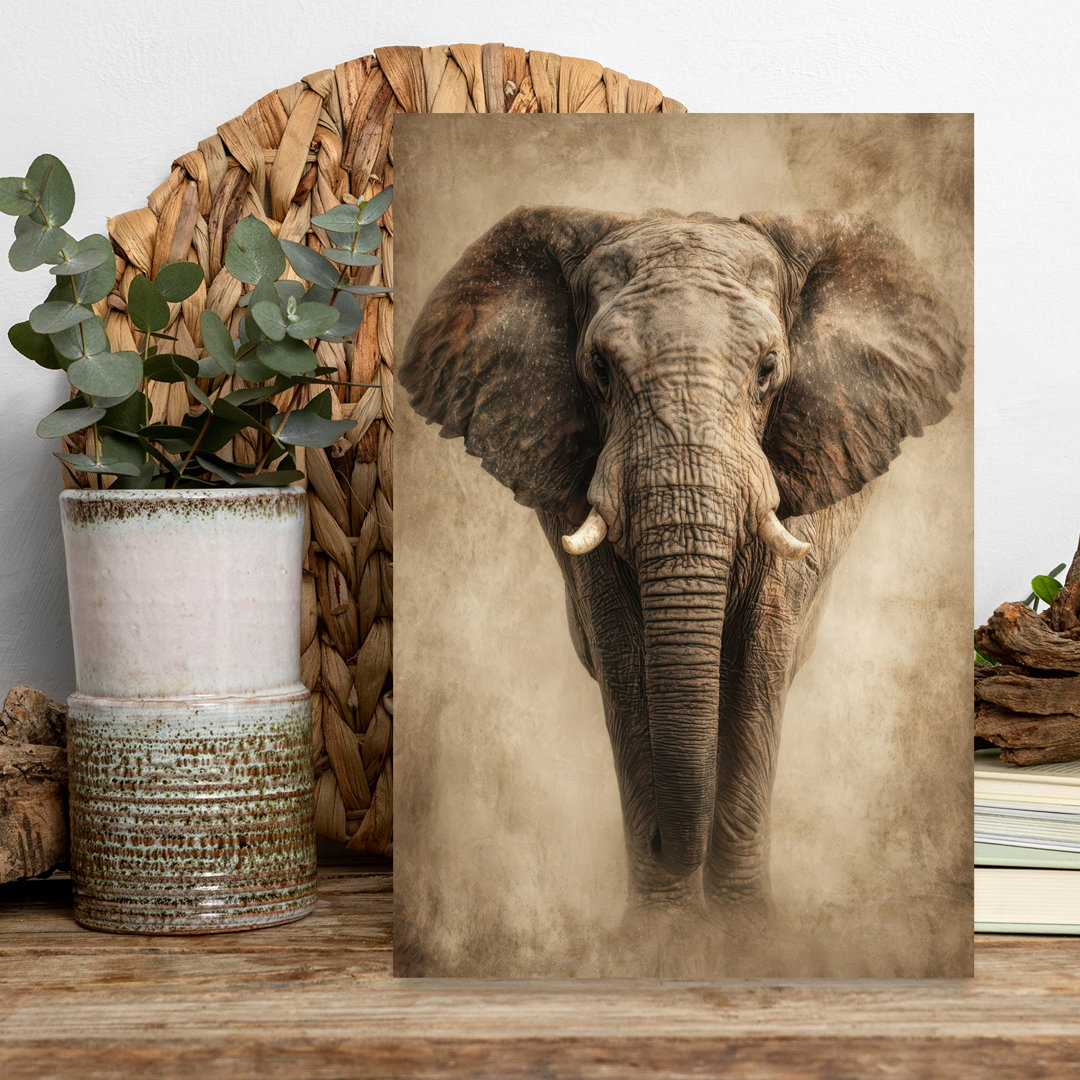 Majestic African Elephant Contemporary Elephant Wildlife Architecture Wall Art Print