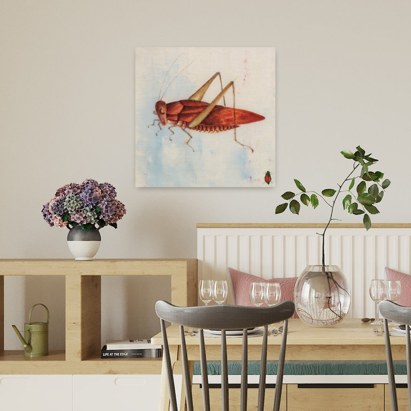 Art rétro de sauterelle rouge, H 18 po x l 18 po