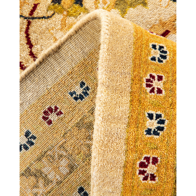 Tapis ivoire noué à la main de conception unique 8 pi 2 po x 10 pi 3 po Keenan