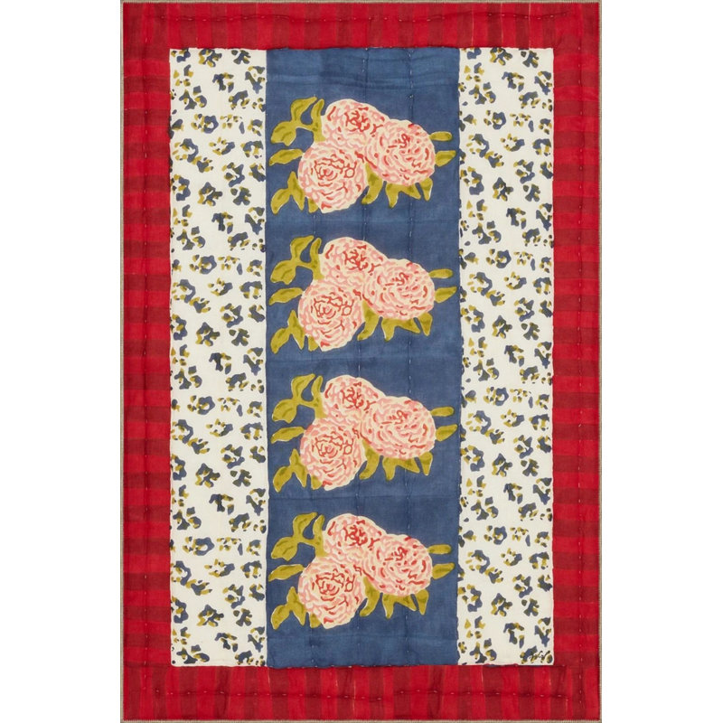 Tapis tissé à motif floral pastel, Rectangle 2 pi 4 po x 4 pi