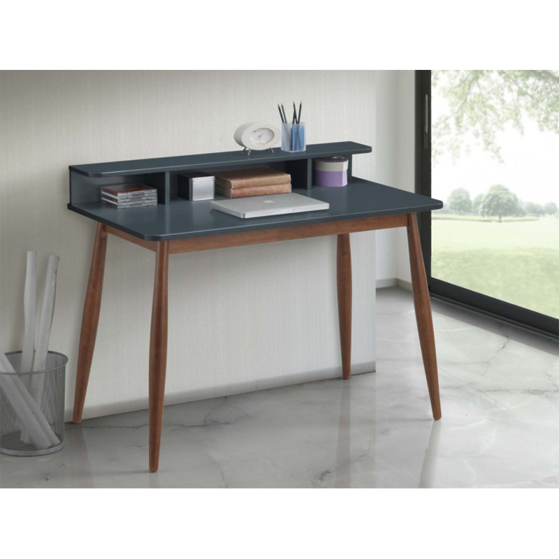 Bureau d'écriture moderne en bois avec huche Roskilde, Gris