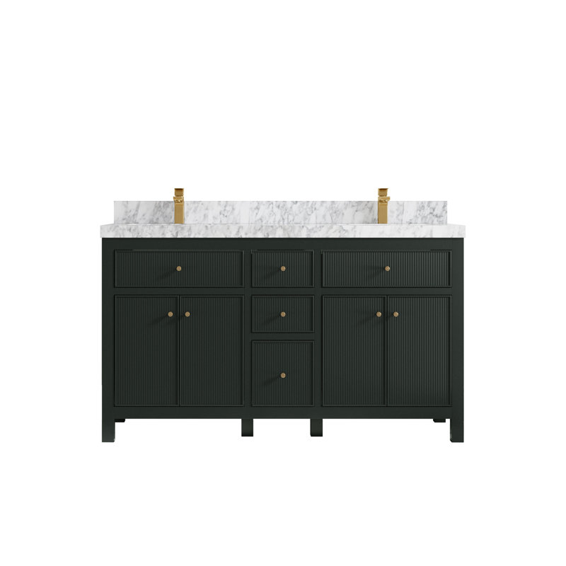 Ensemble de meuble-lavabo double 60 po Sonoma, Marbre de Carrare