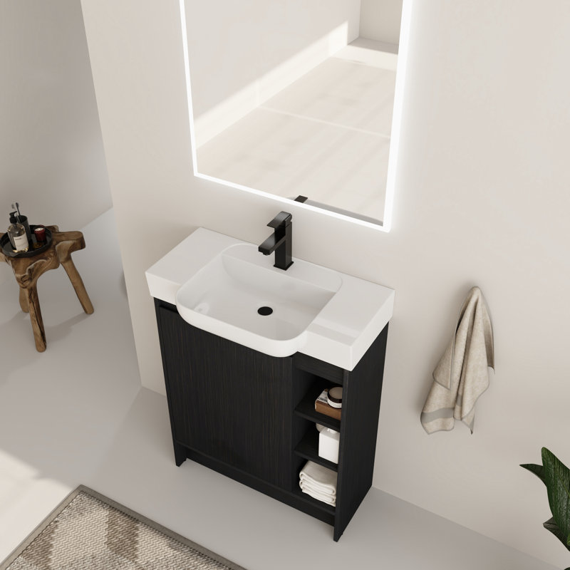 Ensemble de meuble-lavabo simple 28 po Denston, Noir châtaignier
