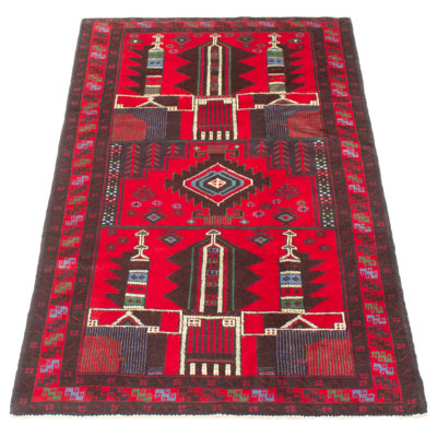 Tapis rouge Teimani 3 pi 5 po x 6 pi 7 po