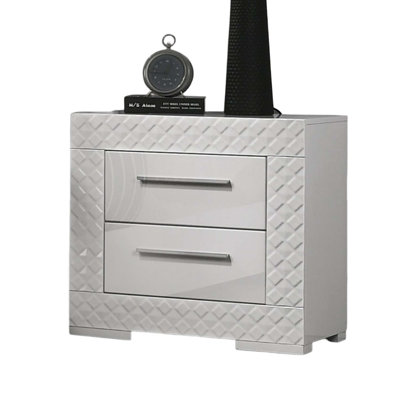 Gorgeous 1Pc Nightstand High Gloss Bar Handle Bedside Table Bedroom Furniture