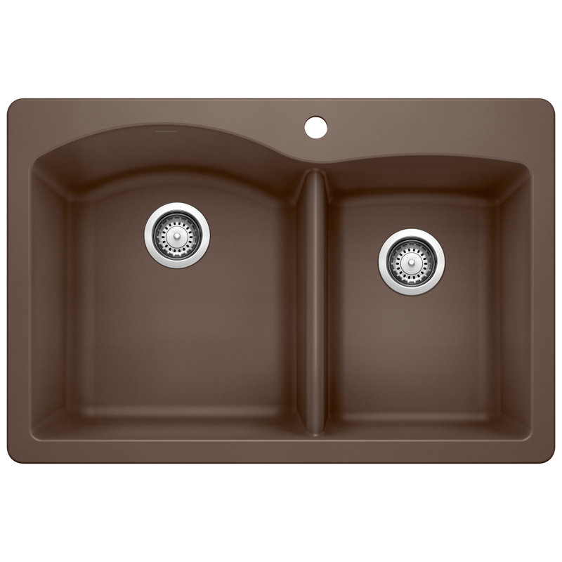 Diamond SILGRANIT 33" 60/40 Double Bowl Dual Mount Kitchen Sink - Café, Café