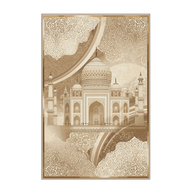 Machine Washable Orsolya Taj Mahal India Classic Oriental Rug in Beige – Beige Binding, 2x3