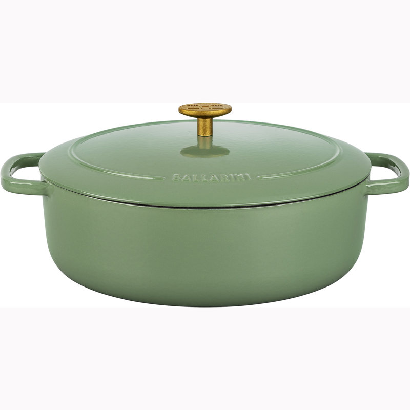 Ballarini Bellamonte Cast Iron Round Dutch Oven, 5 qt, Saggio Green