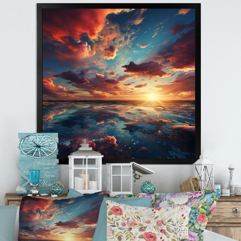 " Majestic Dream Sunset Horizon ", Black Single Picture Framed, 36" H x 36" W x 1.5" D