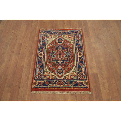 Orange Wool Medallion Traditional Foyer Rug 2x3