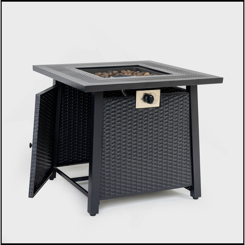28-Inch Iron Square Propane Fire Pit Table