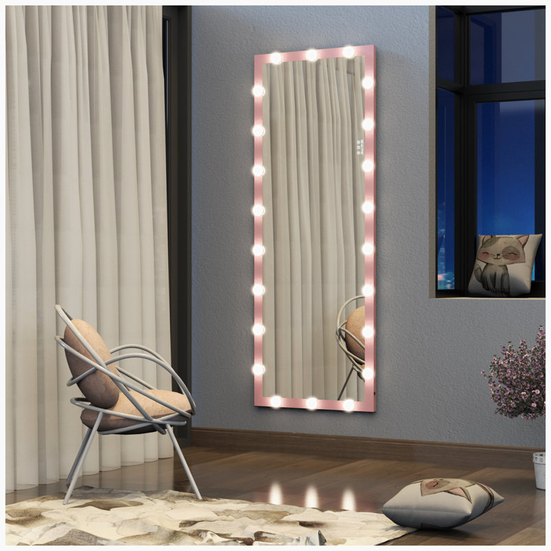 Full Length Mirror with Lights Full Body Vanity Mirror with 3 Color Modes Lighted Standing Floor Mirror for Dressing Room Bedroom Wall Mounted Touch Control