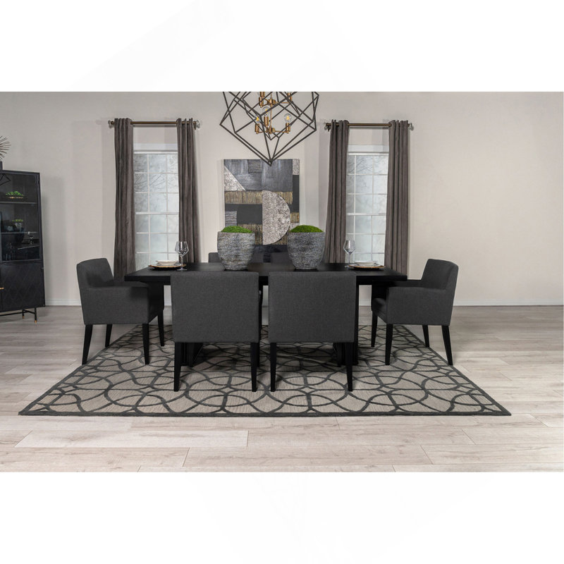 Ensemble de salle à manger 7 pièces gris anthracite et noir Houston, 7 pièces : table, 6 chaises