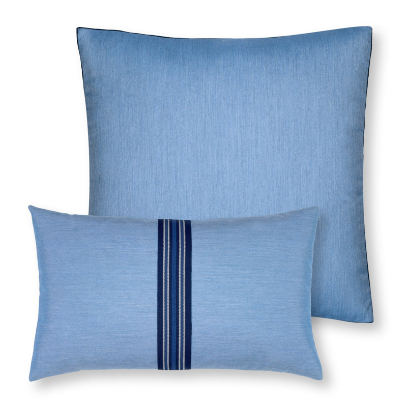 Ocean Banded Box Square Performance Pillow Cover & Insert
