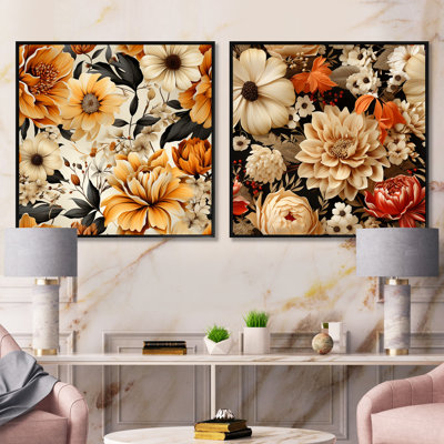 Cuscute - Ensemble de 2 collages carrés floraux