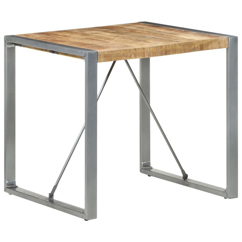 Raylan Solid Wood Top Metal Base Dining Table, Natural, Grey