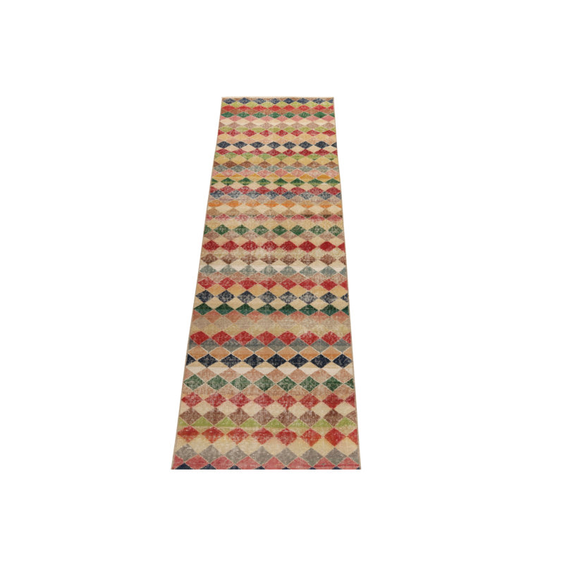 Pasha Wool Geometric Area Rug in Beige/Brown/Red