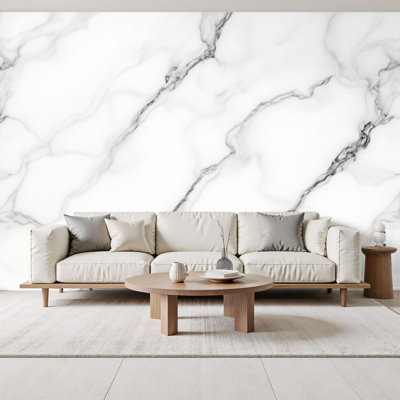 Papier peint auto-adhésif à texture de marbre blanc doux et veiné de pierre naturelle H 69 po x l 96 po, papier peint amovible en PVC pour chambre à coucher, bureau à domicile